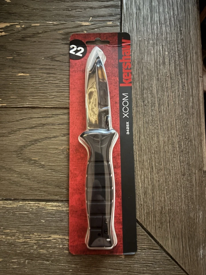 Navaja de bolsillo Kershaw XCOM 3,6 pulgadas estilo militar hoja recubierta de óxido negro Foto 1 de 2