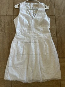 Michael Kors Size 6 White Midi Summer Dress Shell 100% Cotton Exterior 100% Algo - Picture 1 of 7