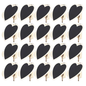 2 Set Wood Mini Chalkboard Signs Card Place Blackboard Wedding Heart Shaped Tabl - Picture 1 of 12