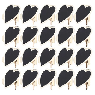 2 Set Wood Mini Chalkboard Signs Card Place Blackboard Wedding Heart Shaped Tabl - Image 1 of 4
