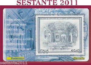TESSERA FILATELICA FRANCOBOLLO LE ISTITUZIONI CORTE COSTITUZIONALE 2006 H38 - Imagen 1 de 1