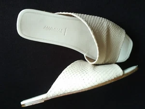 Alumnae flats slides mules sandals white leather python-textured asymmetric 7.5 - Picture 1 of 11