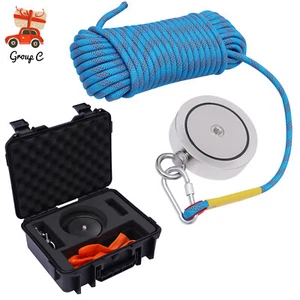 4000LBS Strong Pulling Force Double Sided Magnet Fishing Kit with Rope+Case - Picture 1 of 21