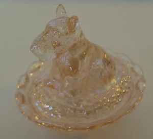 BOYD ART GLASS Scottie Dog COVERED SALT CELLAR DIP 2008 PINK 2 1/2" Inches - Bild 1 von 10