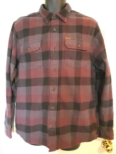 Orvis Herren Medium burgunderrot grau schwarz kariert 100 % Baumwolle Hemd Jacke Taschen - Bild 1 von 4