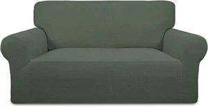 PureFit Stretch Spandex Jacquard NonSlip Soft Love Seat Slipcover Grayish Green - Picture 1 of 6