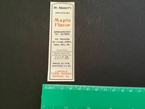 Dr Blúmer’s Artificial Maple Flavor  Lincoln Chemical Works vintage label R34143 - Picture 1 of 2