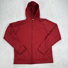 Nike Sportswear Full Zip Fleece Lined Jacket Men Large Red Long Sleeve Hooded