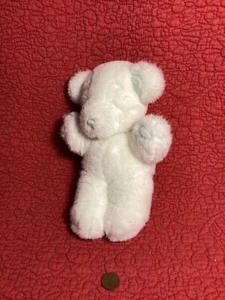 8.5" Gund 1979 white Stitch Bear rattle blue nose eyes ears plush stuffed - Picture 1 of 4
