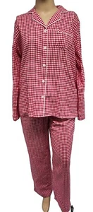 NWT Womens 100% Cotton Flannel PJS Pajamas Red Gingham Croft & Barrow - Picture 1 of 4