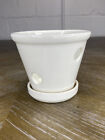 NORCAL WHITE CERAMIC ORCHID POT Planter Openings Drip Tray One Piece 