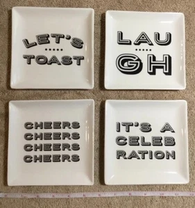 MODERN EXPRESSIONS, Set of 4 Designs, (5.5” X 5.5” X .6”) Porcelain Plates. NEW - Picture 1 of 12