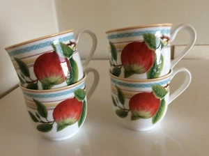 MARKS AND SPENCER (M & S ) X 4 COFFEE CUPS- FRUIT ORCHARD DESIGN- FREEPOST UK - Picture 1 of 10