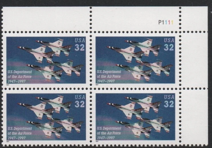 ALLYS STAMPS US Plate Block Scott #3167 32c Air Force [4] MNH F/VF [STK] - Image 1 of 1