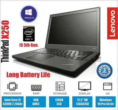 Lenovo ThinkPad X250 Core i5 Ram4/8GB Ssd 128/250/500GB Laptop win10/11 NEXT DAY - Image 1 of 4