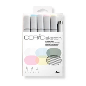 COPIC Sketch Markers Blending Set 6 Dual Tip Refillable Alchohol Ink Markers NEW - Picture 1 of 2