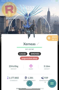 Xerneas NYC Background LVL50 3MOVES Geomancy Gofest 2023 Non-Shiny Go Reg or ... - Imagen 1 de 2