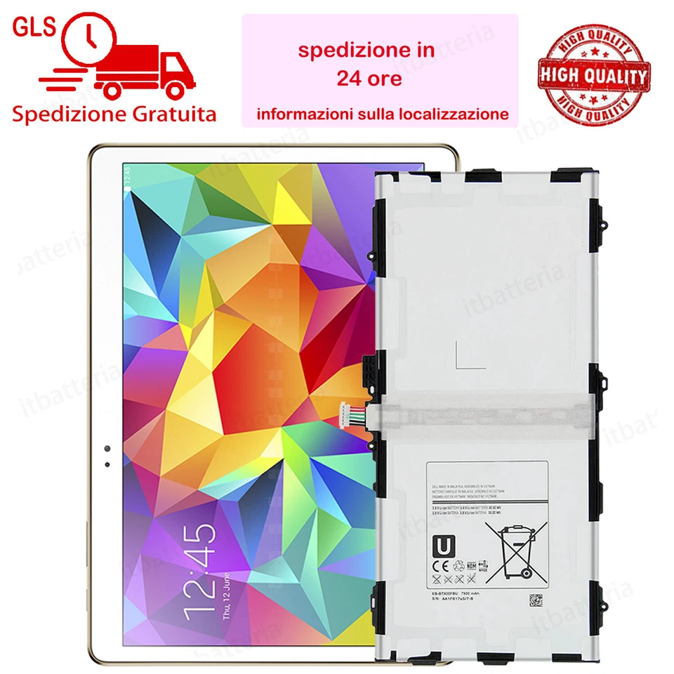 BATTERIA 7900mAh per SAMSUNG Tablet T800 T805 GALAXY TAB S 10.5 EB-BT800FBE