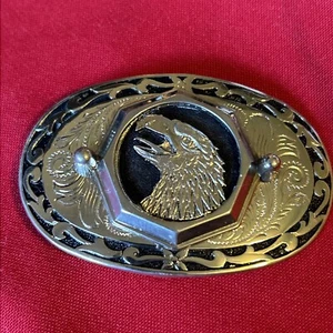 Fibbia cintura aquila calva americana metallo arancione patriottico occidentale - Foto 1 di 3