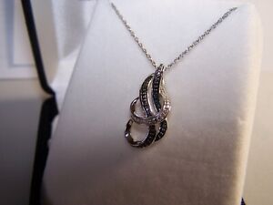 KAY/ZALES BLUE AND WHITE DIAMOND ACCENT TRIPLE INFINITY STERLING PENDANT &CHAIN