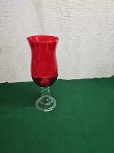 Portacandele/centrotavola/vaso in vetro rosso rubino alto 15 1/2" diametro 5,5 - Foto 1 di 7