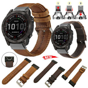 Quick Fit Leather Watch Band For Garmin Fenix 7 7X Solar 6 6X Pro 3 5 5X Strap