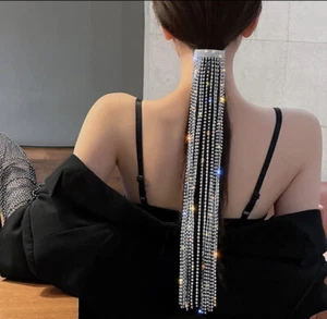 Strass Haarnadel lange Quaste Kristall Haar Zubehör Bankett Schmuck - Bild 1 von 6