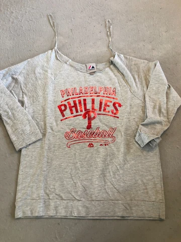Philadelphia Phillies Sweatshirt Women's Large Majestic MLB Baseball Shine Logo Cover
