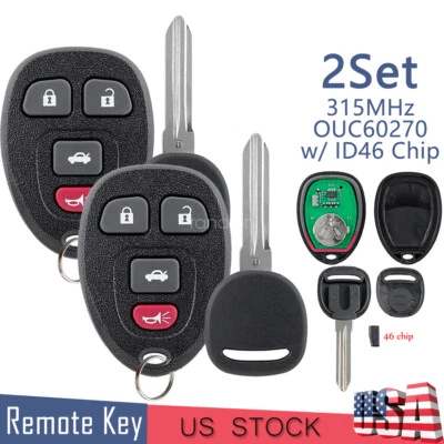 2 llaves de encendido + mando a distancia sin llave 4B para Chevrolet Impala Monte Carlo 20833561 Foto 1 de 4