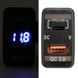 Dual Port Type-C +USB Car Charger Voltmeter For Toyota Land Cruiser Hilux Prado - Photo 1 sur 10