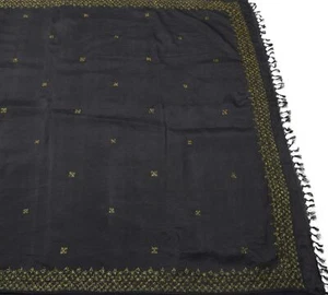 Sushila Vintage Zari Embroidered Saree 100% Pure Silk Black Classy Sari Fabric - Picture 1 of 10