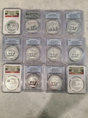China Panda 1 oz. Silver graded MS70 coins 2009, 2010, 2012, 2014 Gem Proof - Image 1 of 4