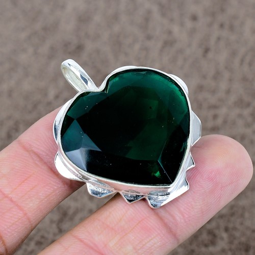 CHROME HEARTS Ciondolo pietra preziosa diopside cromata argento sterling 925 gioielli fatti a mano per lei