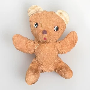 Antique Working Musical 10” Plush Mohair Teddy Bear Turnkey Red Rim Glass Eyes - Picture 1 of 5