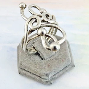 Größe 9 1/2 Dreidraht Freiform Wickel Sterlingsilber Ring - Bild 1 von 8