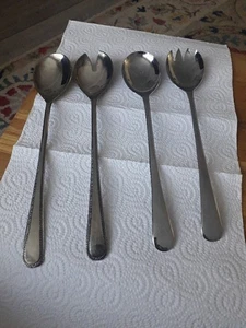 2 X Sets Of 2 Salad Servers Brama And Stainless Steel Plate Sheffield - Picture 1 of 7