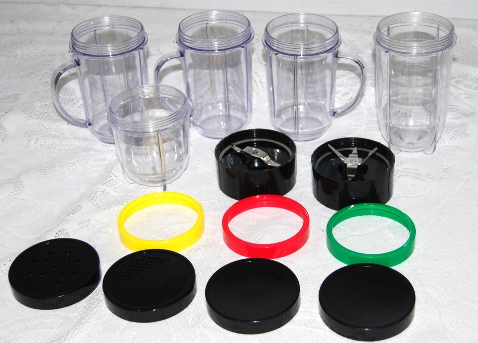 ASSORTED MAGIC BULLET BLENDER CUPS WITH 2 BLADES RINGS LIDS - Image 1 of 1