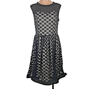 MISSMAY Retro 50’s Style Black Nude Dress Polka Dot Sheer Fit Flair NWT sz XL - Picture 1 of 11