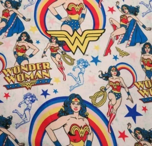 Wonder Woman Flannel quilting crafting flannel fabric FAT QUARTER - Picture 1 of 3