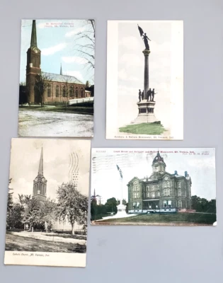 Mt Vernon, IN. Post Cards, Soldiers & Sailors Monumont, Catholic Church ca 1908 - Image 1 of 2