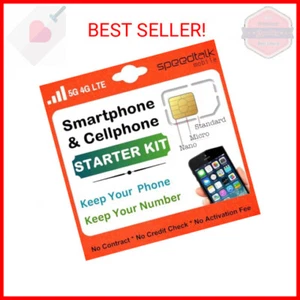 SpeedTalk Mobile Pre-Paid Universal SIM Card Starter Kit – Plans from $5/mo. Unl - Zdjęcie 1 z 2