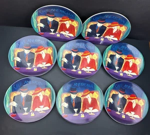 SANGO Cafe Americana Set Of 8 Dinner Plates 11-1/2"L 98 4911 China Bar/Martini - Picture 1 of 12