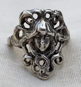 ¡ANILLO Art Nouveau antiguo genuino de 1920! ¡Talla 6,25! ¡Goddess plata esterlina 925! - Imagen 1 de 9
