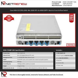 Cisco Nexus N3K-C3548P-10G 48-Port SFP+ 10GbE - 2x 1Gb Mgmt Ports Switch - Picture 1 of 1