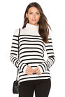 NWT $358 EQUIPMENT Wilder Stripe Silk & Cashmere Turtleneck Sweater, Ivory, S