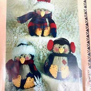 Soft Penguin Dolls Dressed for Winter Pattern to make 8" Homespun Penguins - Picture 1 of 3