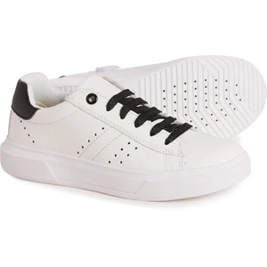 Sneakers Geox Leather Lace with Easy Side Zipper White/Black Nattuno Girls SZ 3 - Picture 1 of 7