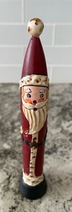 Christmas Folk Art Thin Pencil Standing Santa Figurine 7.5" - Picture 1 of 6