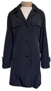 Calvin Klein Damen Trenchcoat schwarz abnehmbare Kapuze Button Down Größe S - Bild 1 von 10