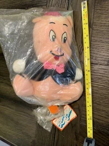 Vintage 1975 Looney Tunes Porky Pig #3102 Warner Bros Stofftier in Verpackung - Bild 1 von 3